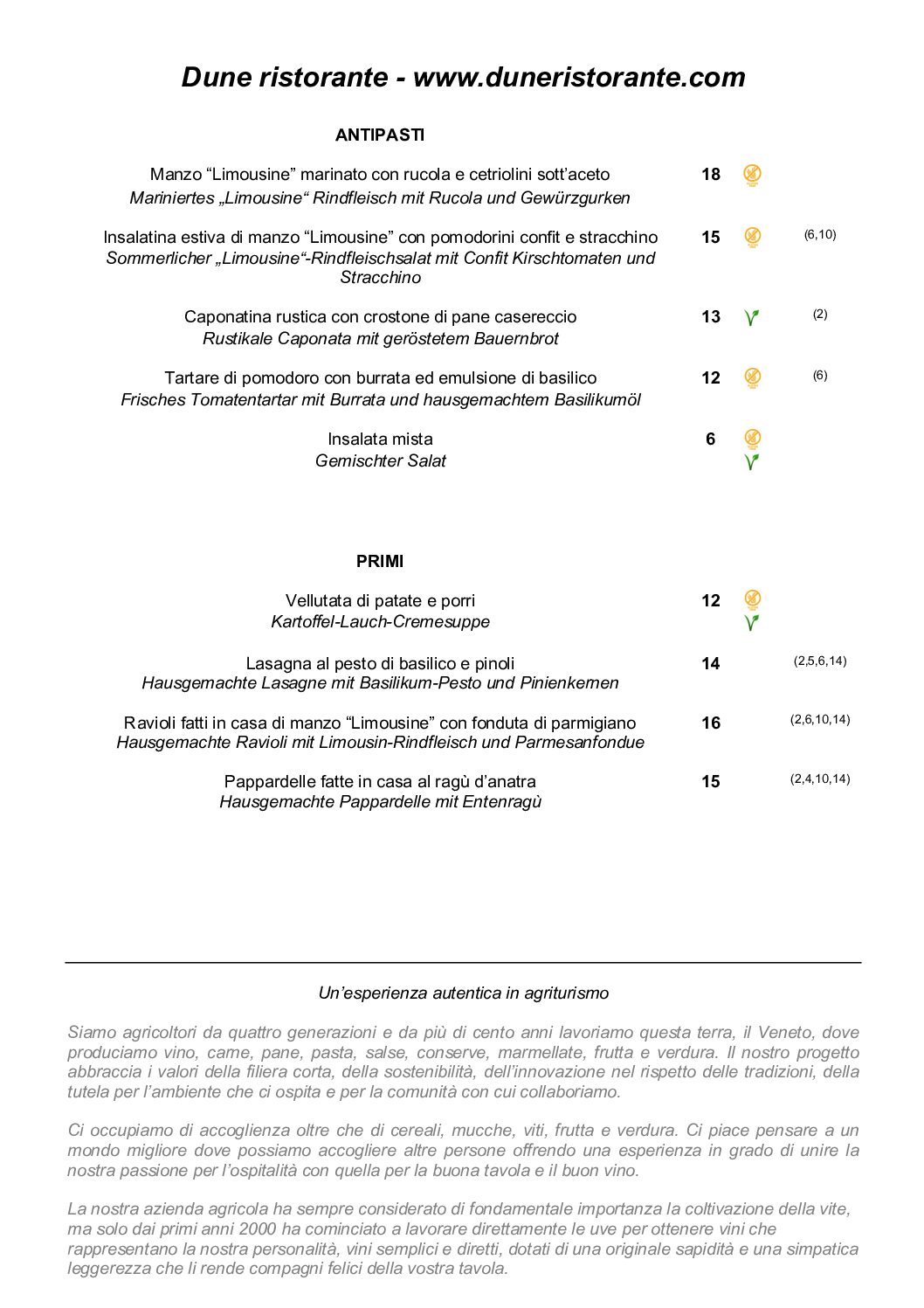 1 PAG dune ristorante menu 20250522 maggio 2025 menu alla carta con prezzi copia